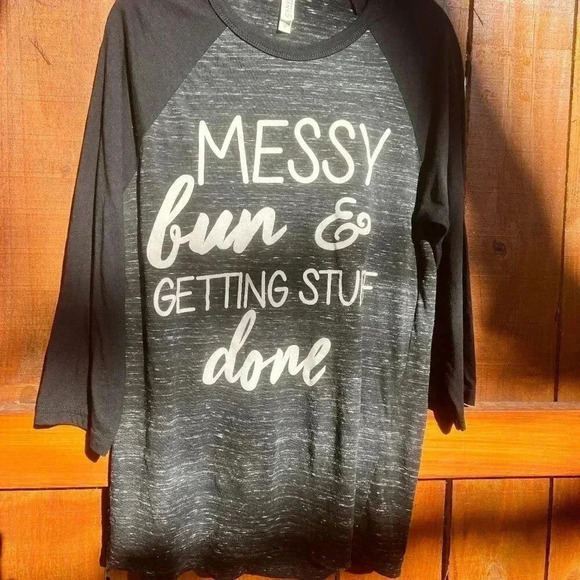 🤑 Super Cute Baseball Style Charcoal Black Quarter Sleeve Tee - Picture 3 of 8